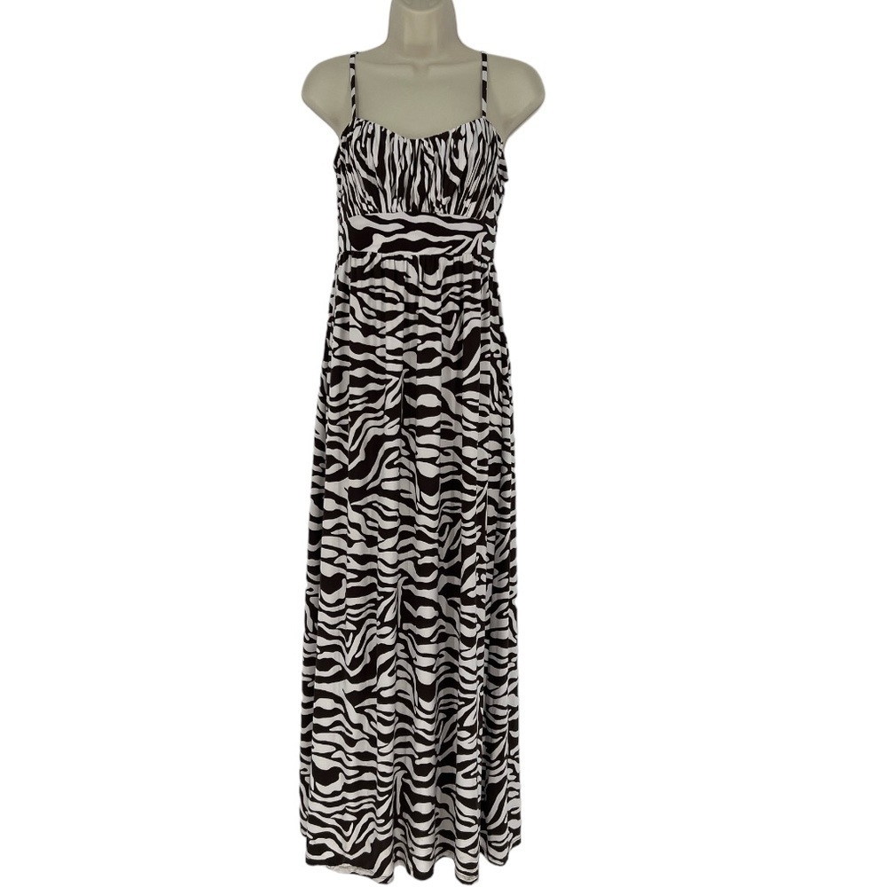 INC Brown‎ and White Zebra Print Sleeveless Maxi Dress Size S